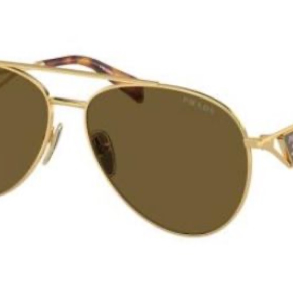 Prada Aviator Sunglasses Unisex Gold/Dark Brown Pilot ππ - Picture 7 of 14